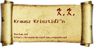 Krausz Krisztián névjegykártya
